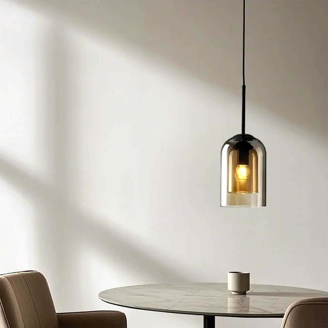 Modern Double Glass Bell-Shaped Pendant Lamp for Living Room Image - 5 | homeyfad