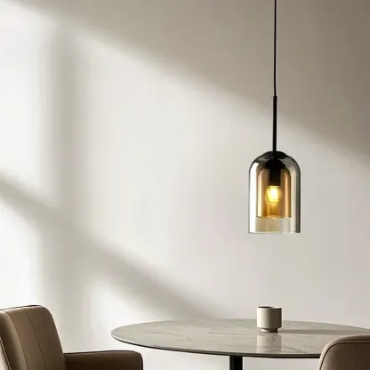 Modern Double Glass Bell-Shaped Pendant Lamp for Living Room Image - 5