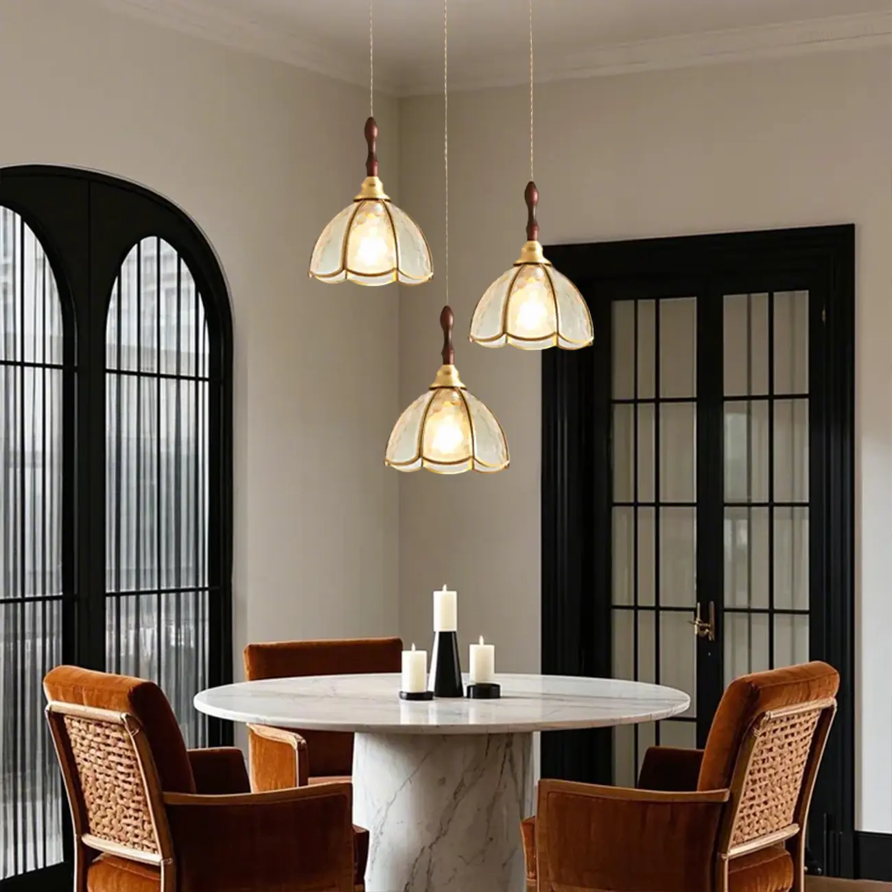 Retro Stained Glass Floral Pendant Lamp for Elegant Home Decor Image - 3 | homeyfad