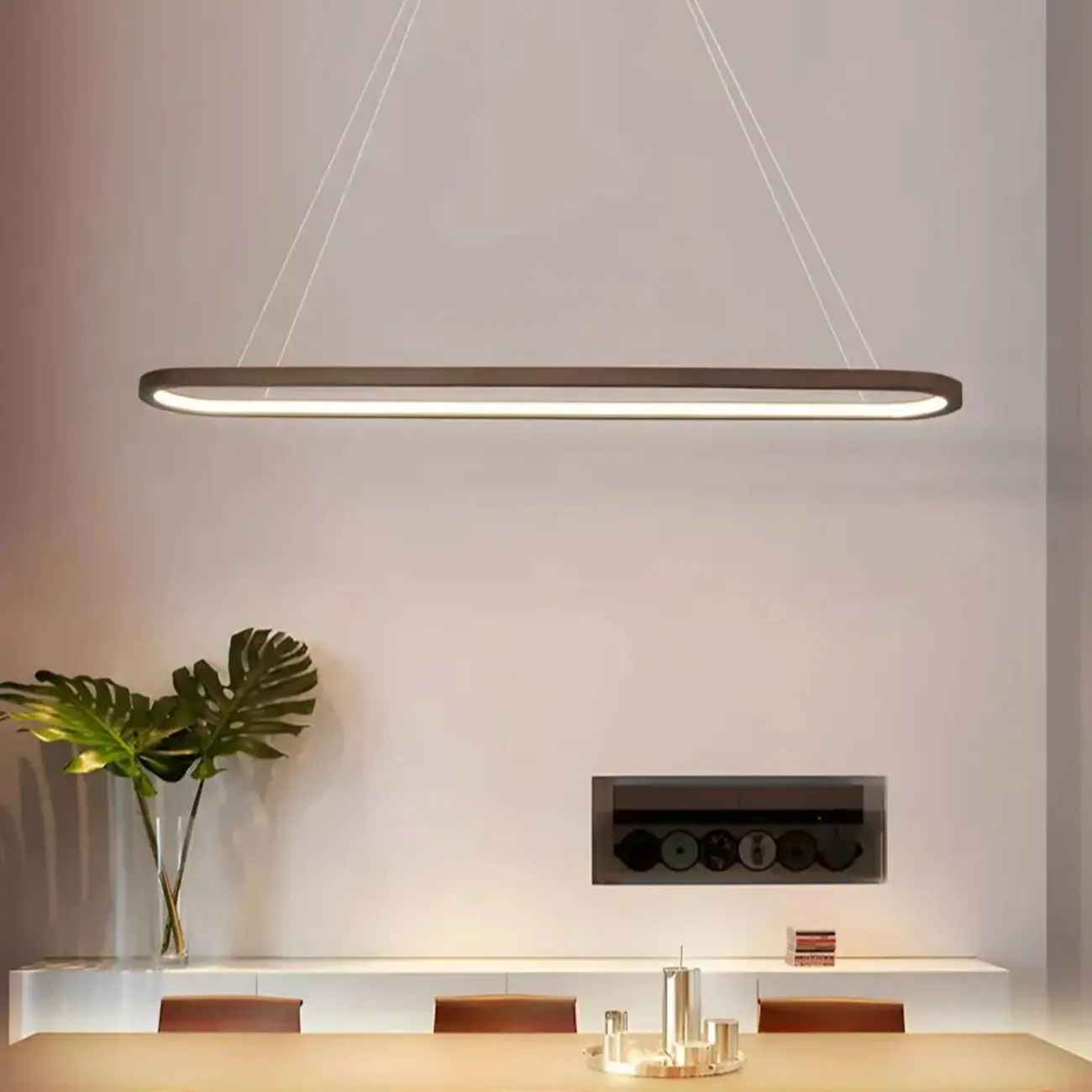 Modern Wood Oval Island Pendant Light for Kitchen Image - 2 | homeyfad