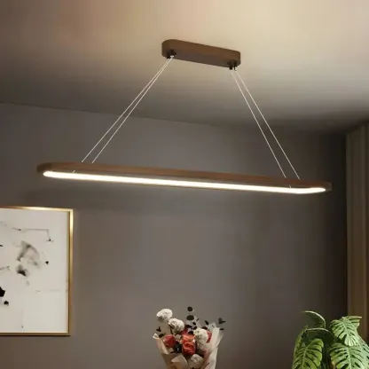 Modern Wood Oval Island Pendant Light for Kitchen Image - 4
