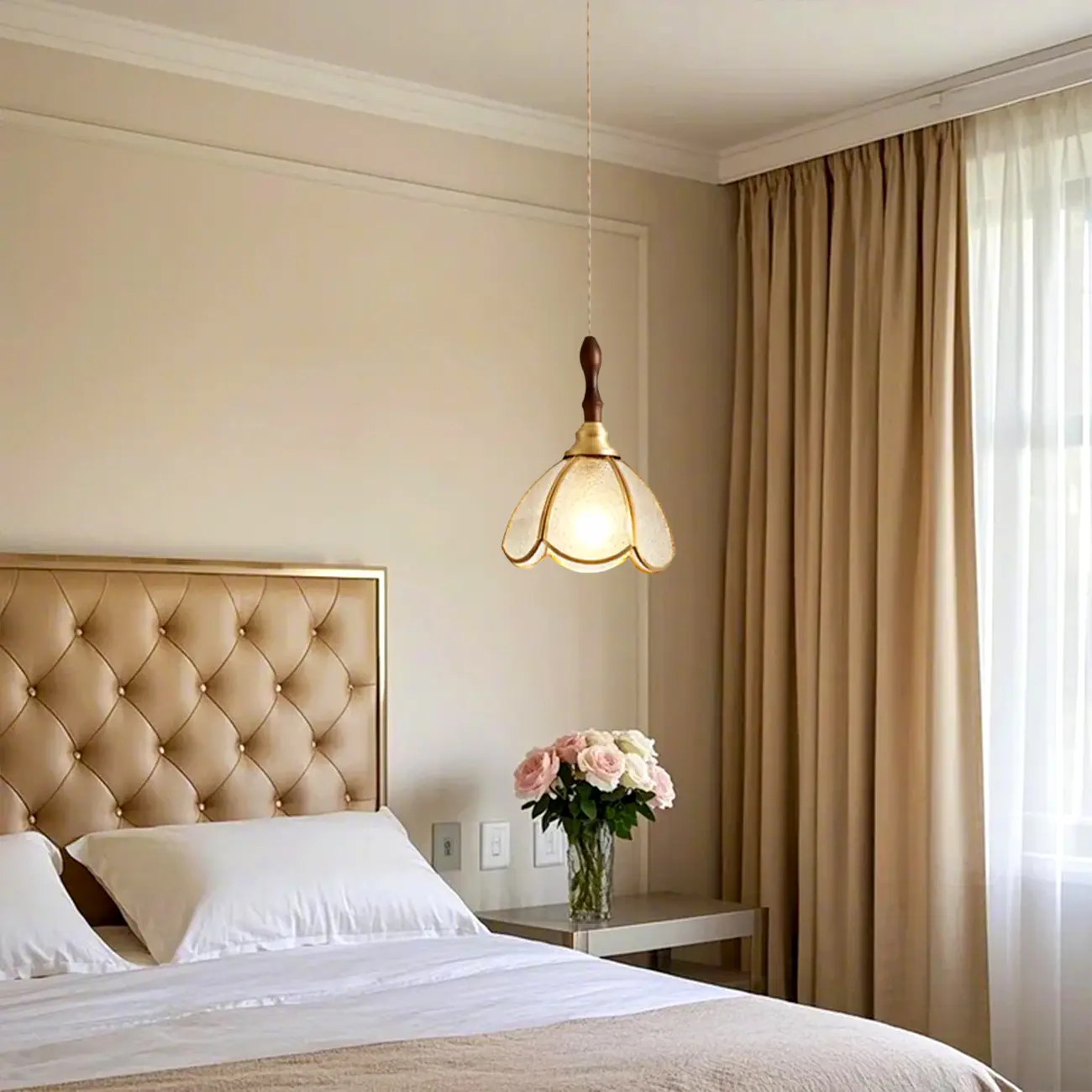 Retro Stained Glass Floral Pendant Lamp for Elegant Home Decor Image - 4 | homeyfad