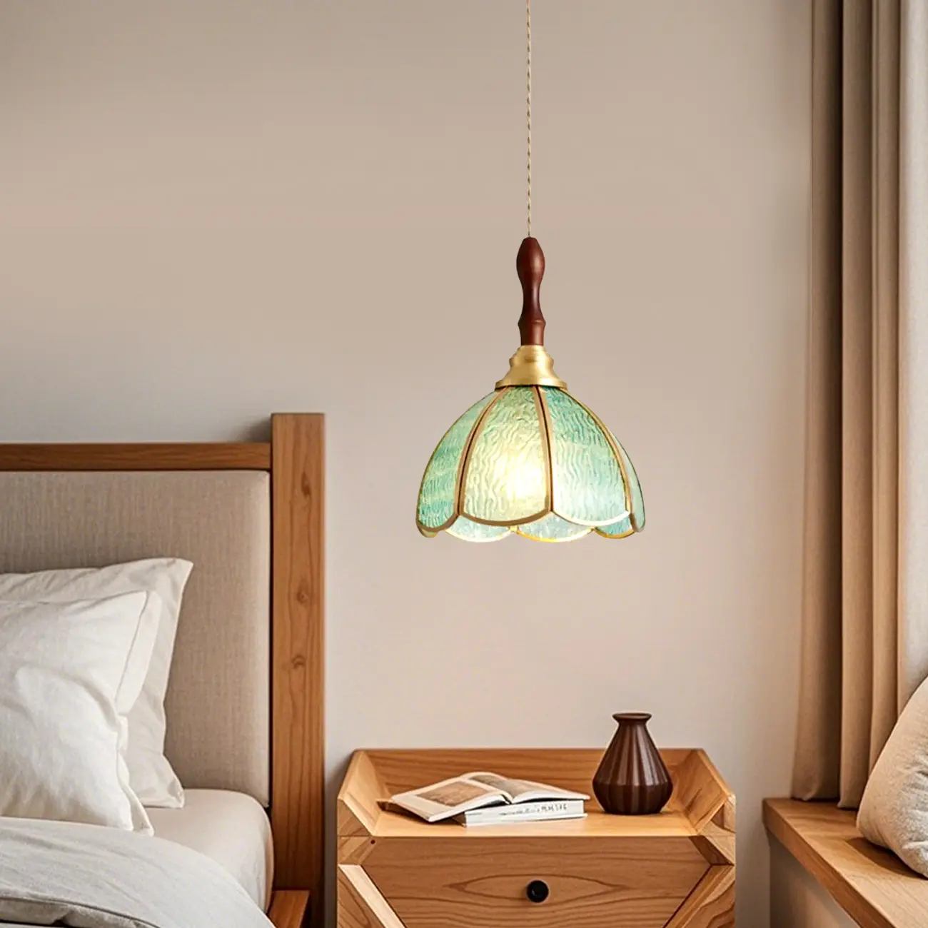 Retro Stained Glass Floral Pendant Lamp for Elegant Home Decor Image - 8 | homeyfad