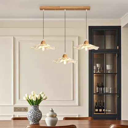 Elegant Clear Glass Floral Pendant Light with 3 Lights for Living Room Image - 5