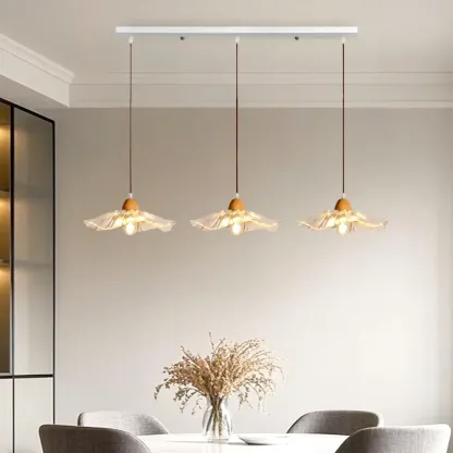 Elegant Clear Glass Floral Pendant Light with 3 Lights for Living Room Image - 6