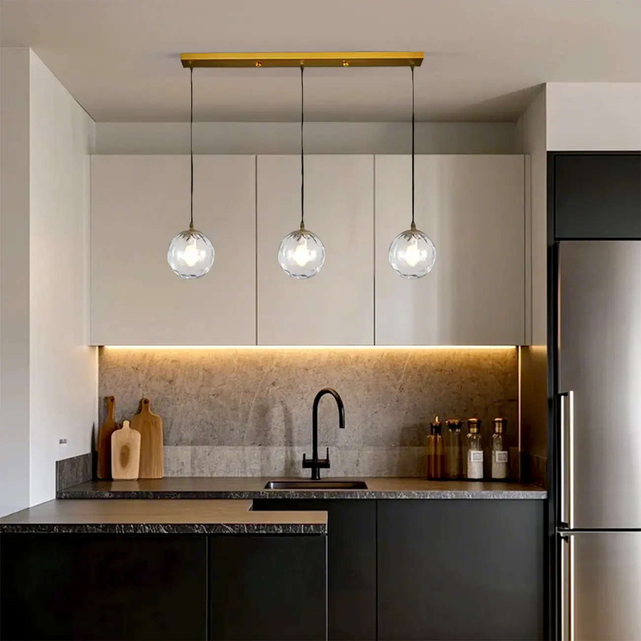 3 Lights Modern Glass Globe Island Pendant Light Image - 1 | homeyfad