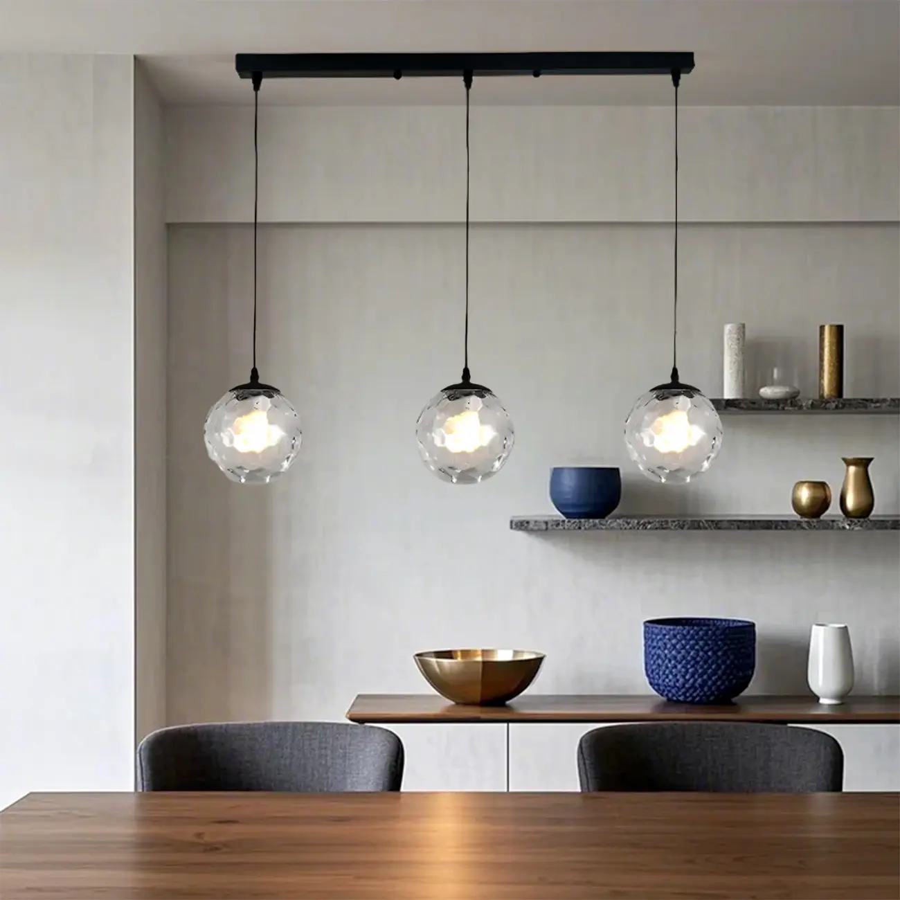 3 Lights Modern Glass Globe Island Pendant Light Image - 2 | homeyfad