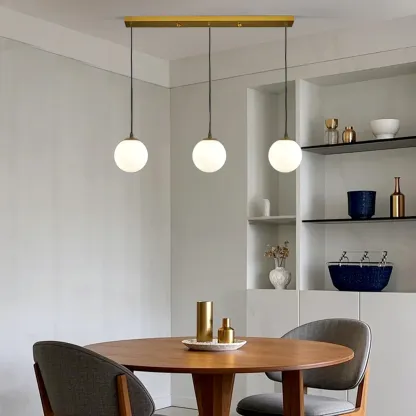 3 Lights Modern Glass Globe Island Pendant Light Image - 3