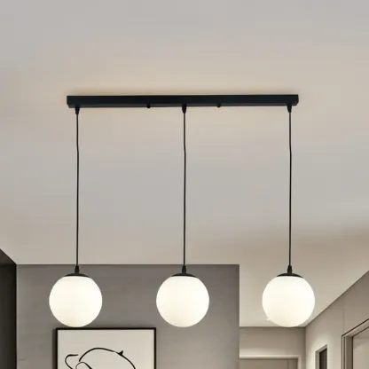 3 Lights Modern Glass Globe Island Pendant Light Image - 15