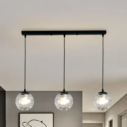 3 Lights Modern Glass Globe Island Pendant Light Image - 17