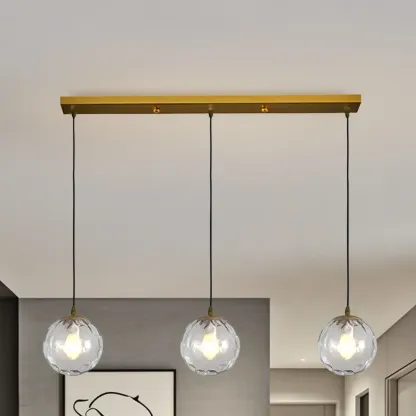 3 Lights Modern Glass Globe Island Pendant Light Image - 18