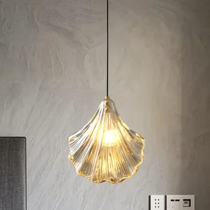 Artistic Ginkgo Clear Glass LED Pendant Light for Living Room Image - 14