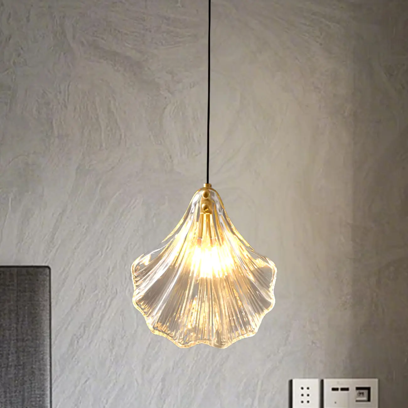 Artistic Ginkgo Clear Glass LED Pendant Light for Living Room Image - 15 | homeyfad