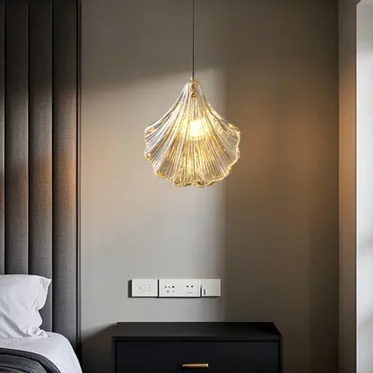 Artistic Ginkgo Clear Glass LED Pendant Light for Living Room Image - 4