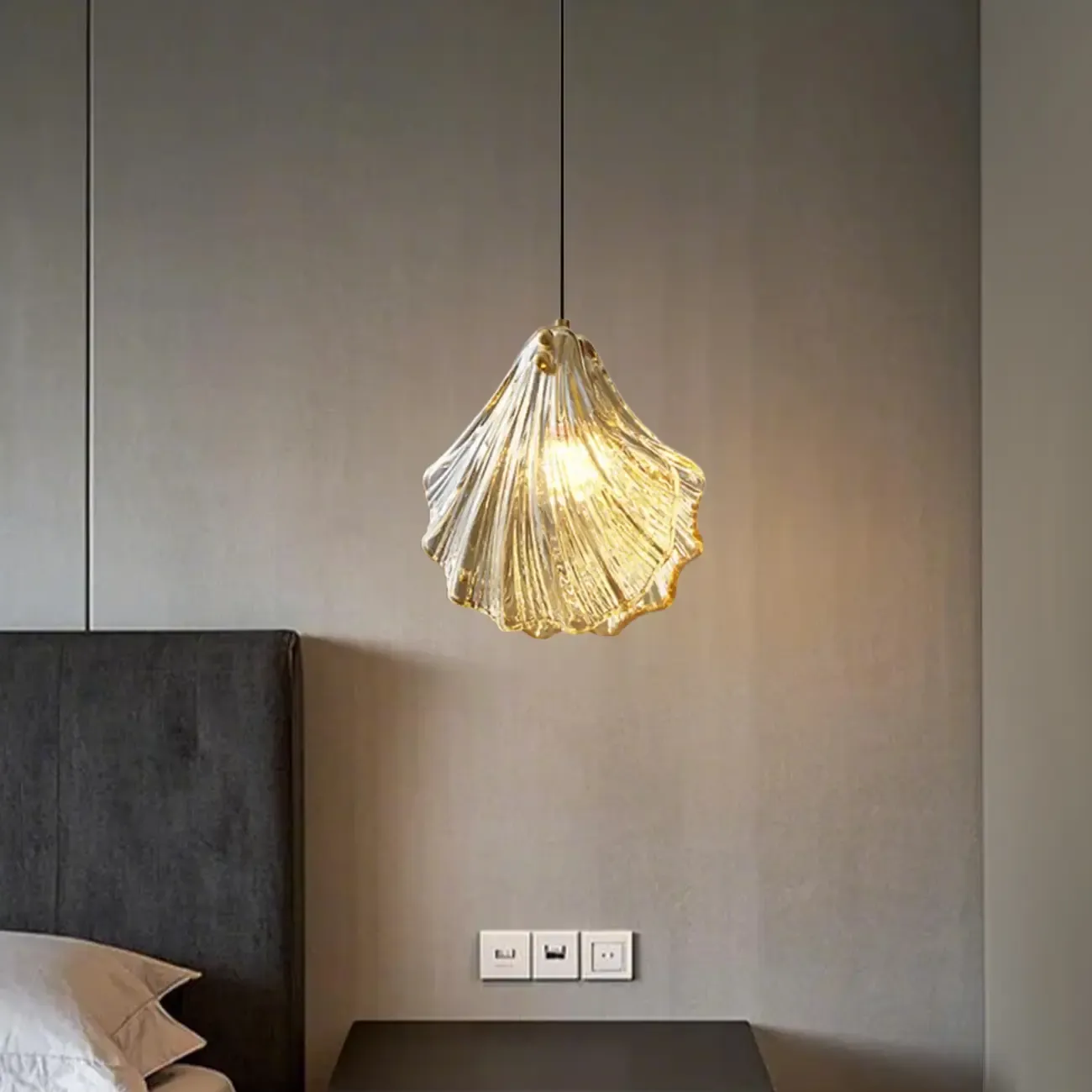 Artistic Ginkgo Clear Glass LED Pendant Light for Living Room Image - 5
