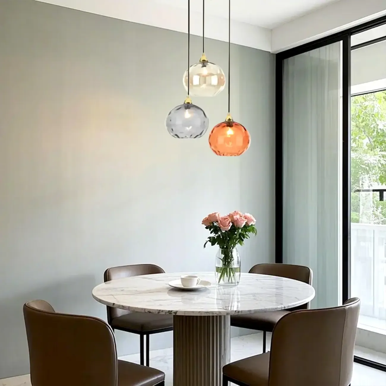 Artistic Stained Glass Globe Pendant Light for Dining Room Image - 1