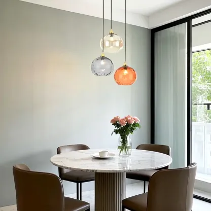 Artistic Stained Glass Globe Pendant Light for Dining Room Image - 1
