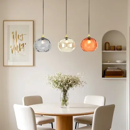 Artistic Stained Glass Globe Pendant Light for Dining Room Image - 2