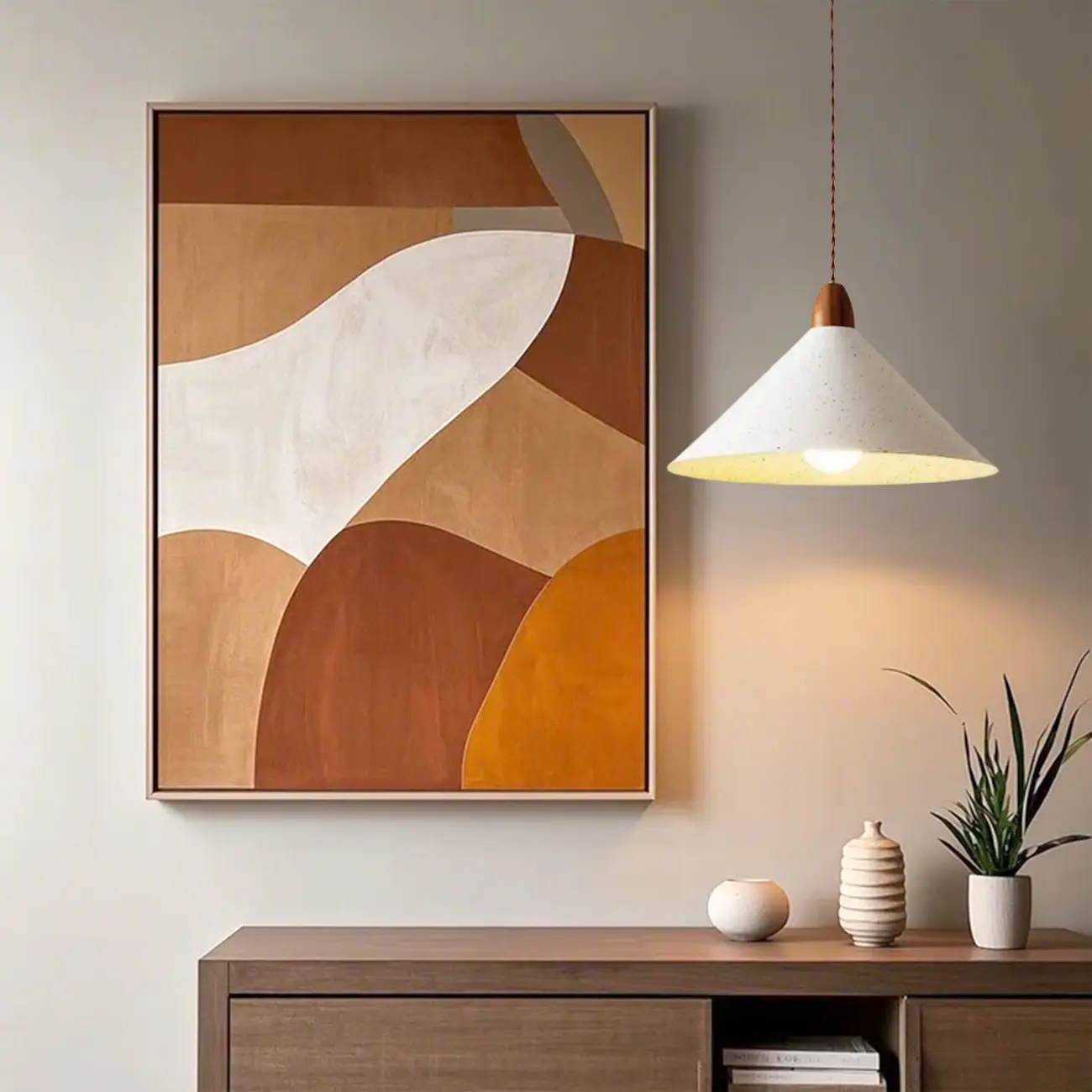 Modern White Iron Cone Pendant Lamp for Living Room Image - 1 | homeyfad