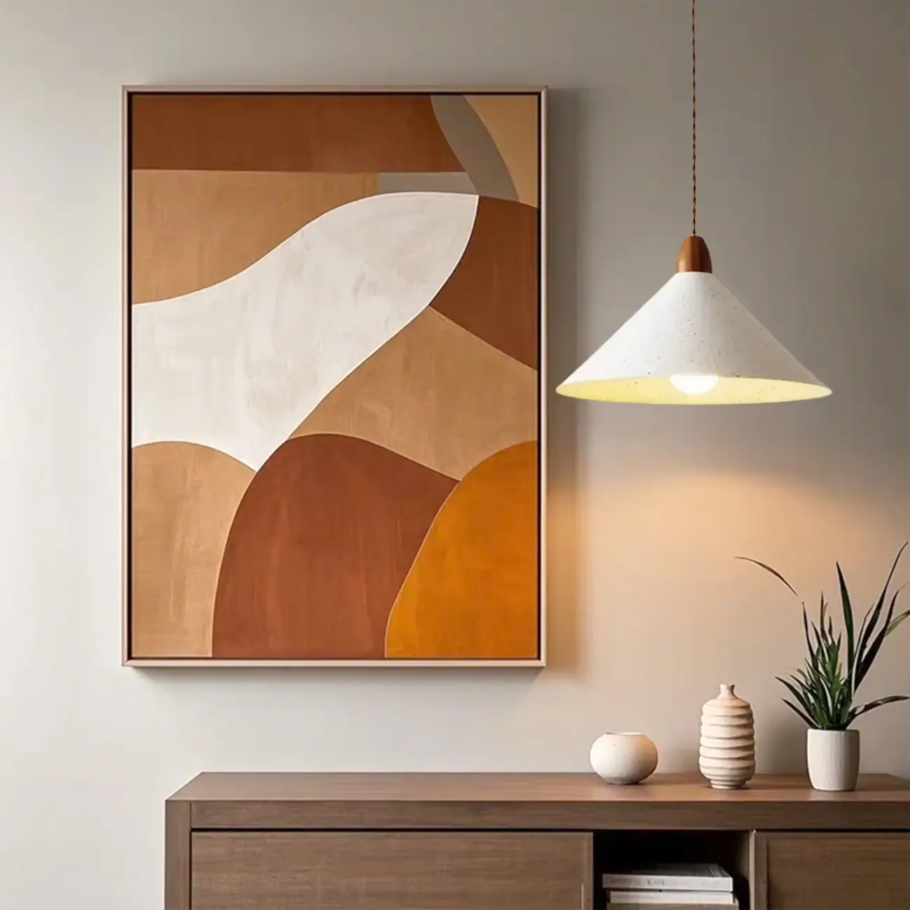 Modern White Iron Cone Pendant Lamp for Living Room Image - 1