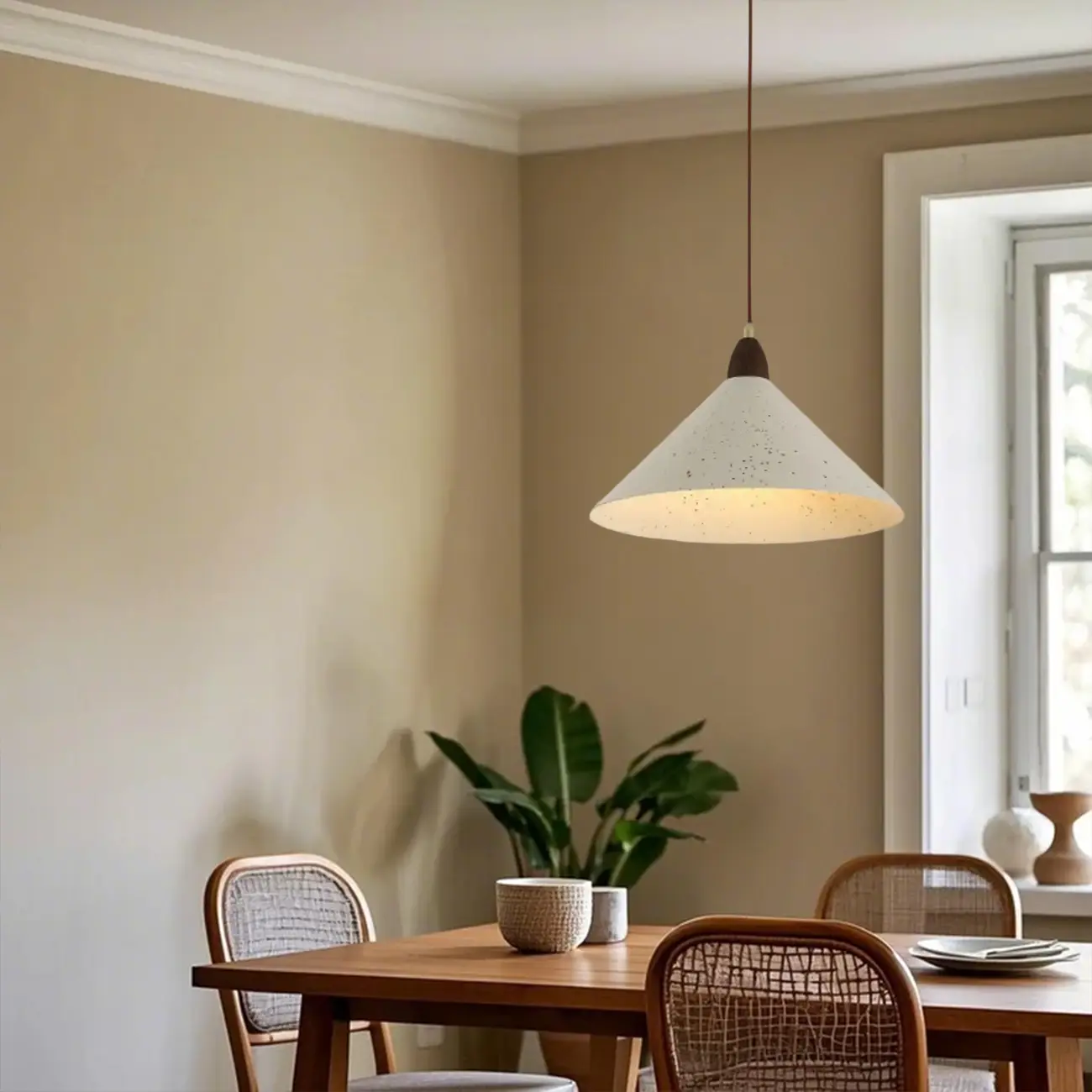 Modern White Iron Cone Pendant Lamp for Living Room Image - 2 | homeyfad