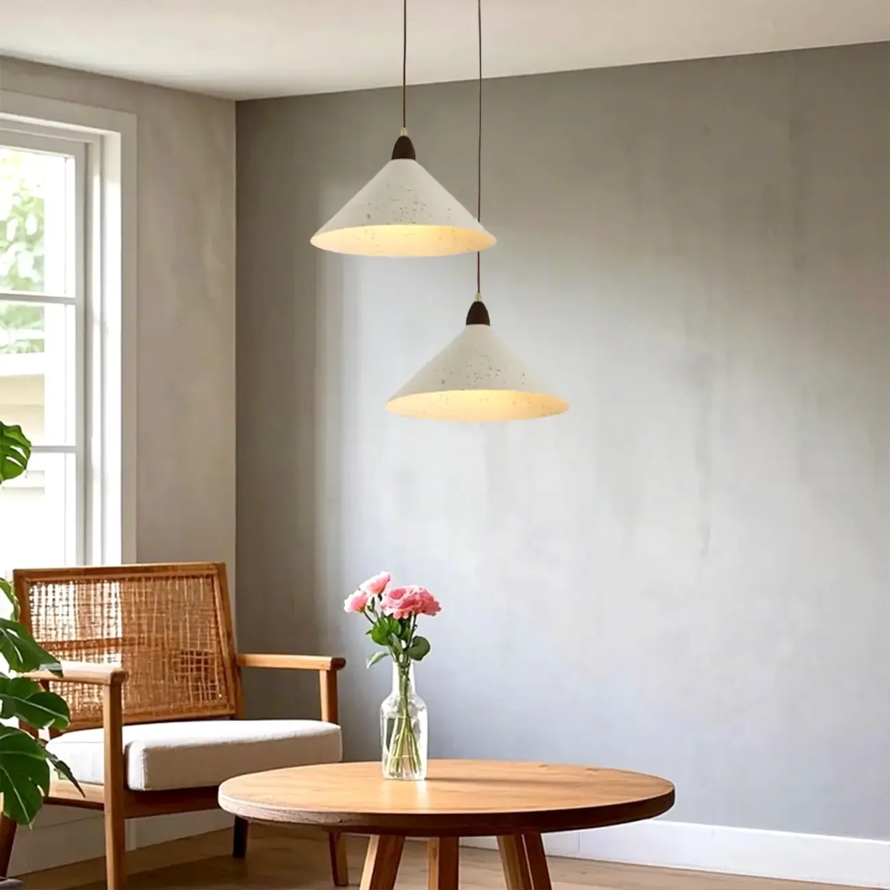 Modern White Iron Cone Pendant Lamp for Living Room Image - 3