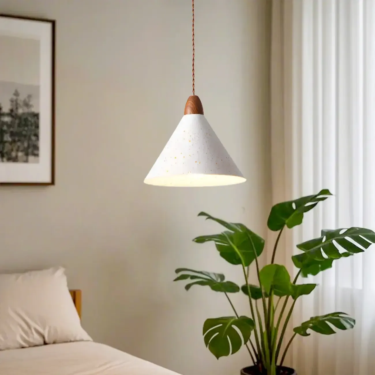Modern White Iron Cone Pendant Lamp for Living Room Image - 9
