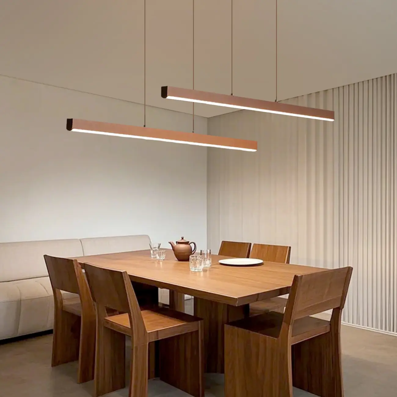 Simple Brown Silica Gel Rectangular LED Island Light for Kitchen Image - 3 | homeyfad