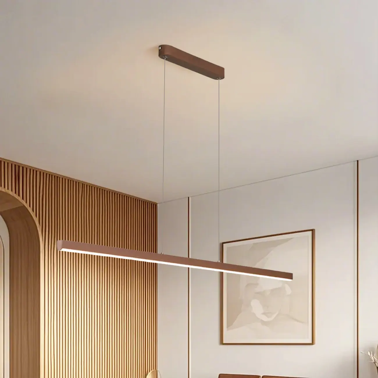 Simple Brown Silica Gel Rectangular LED Island Light for Kitchen Image - 14 | homeyfad