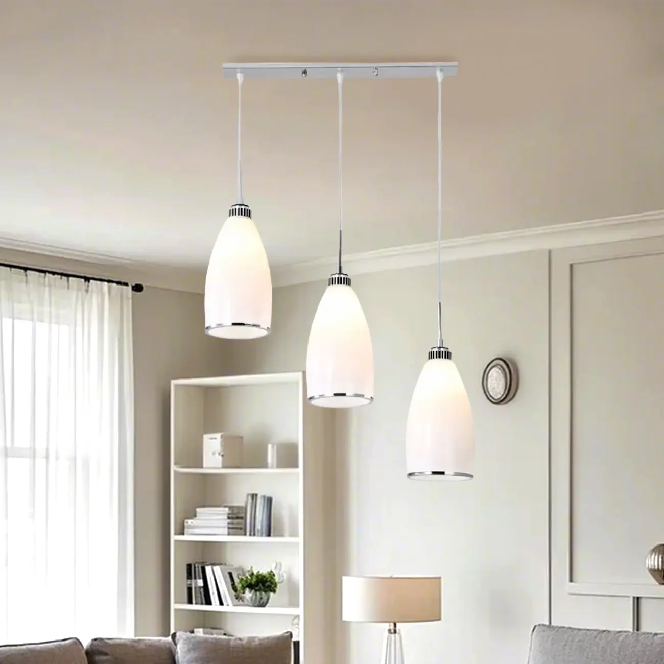 Simple White Vitreous 3 Lights Island Pendant Light for Kitchen Image - 10 | homeyfad