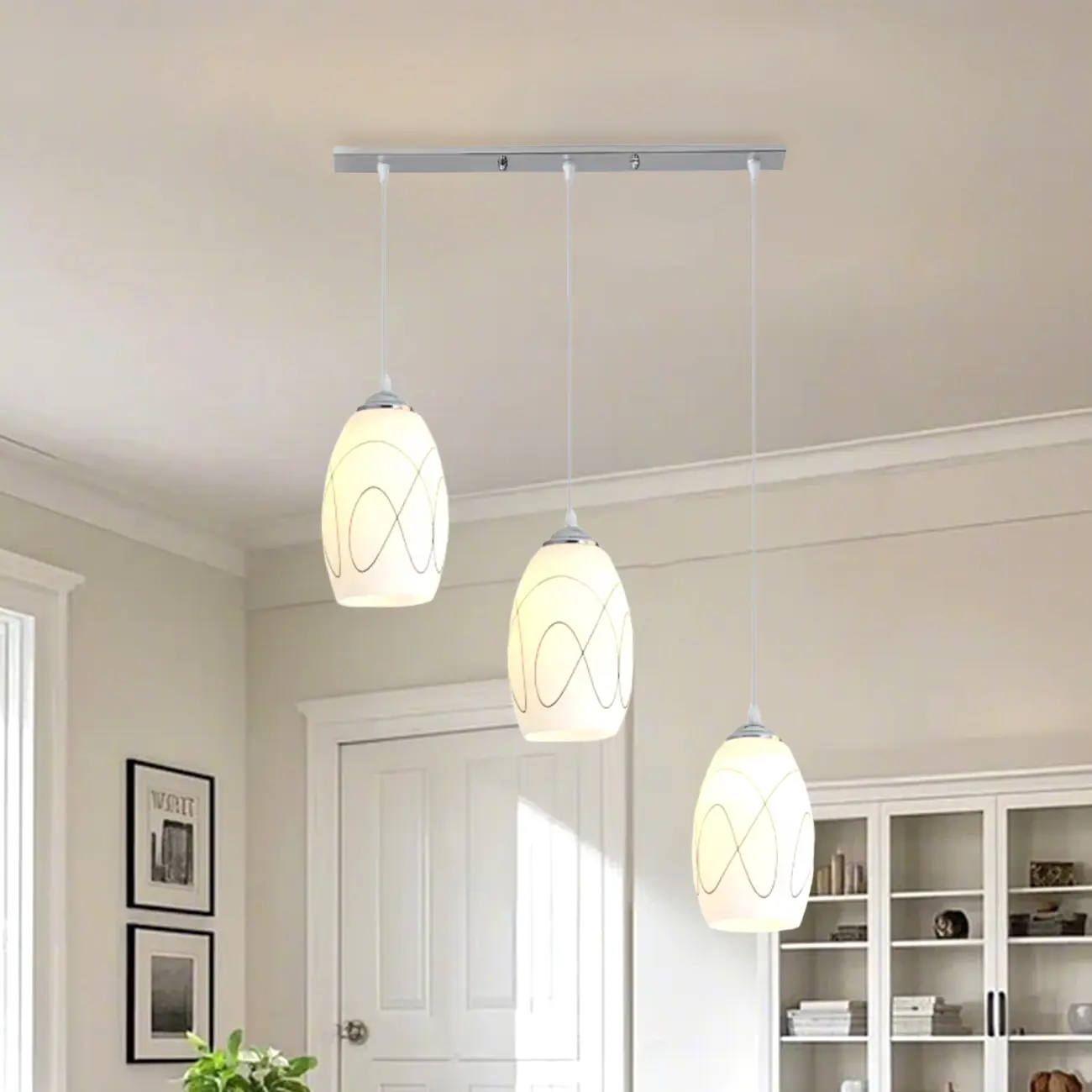 Simple White Vitreous 3 Lights Island Pendant Light for Kitchen Image - 11 | homeyfad