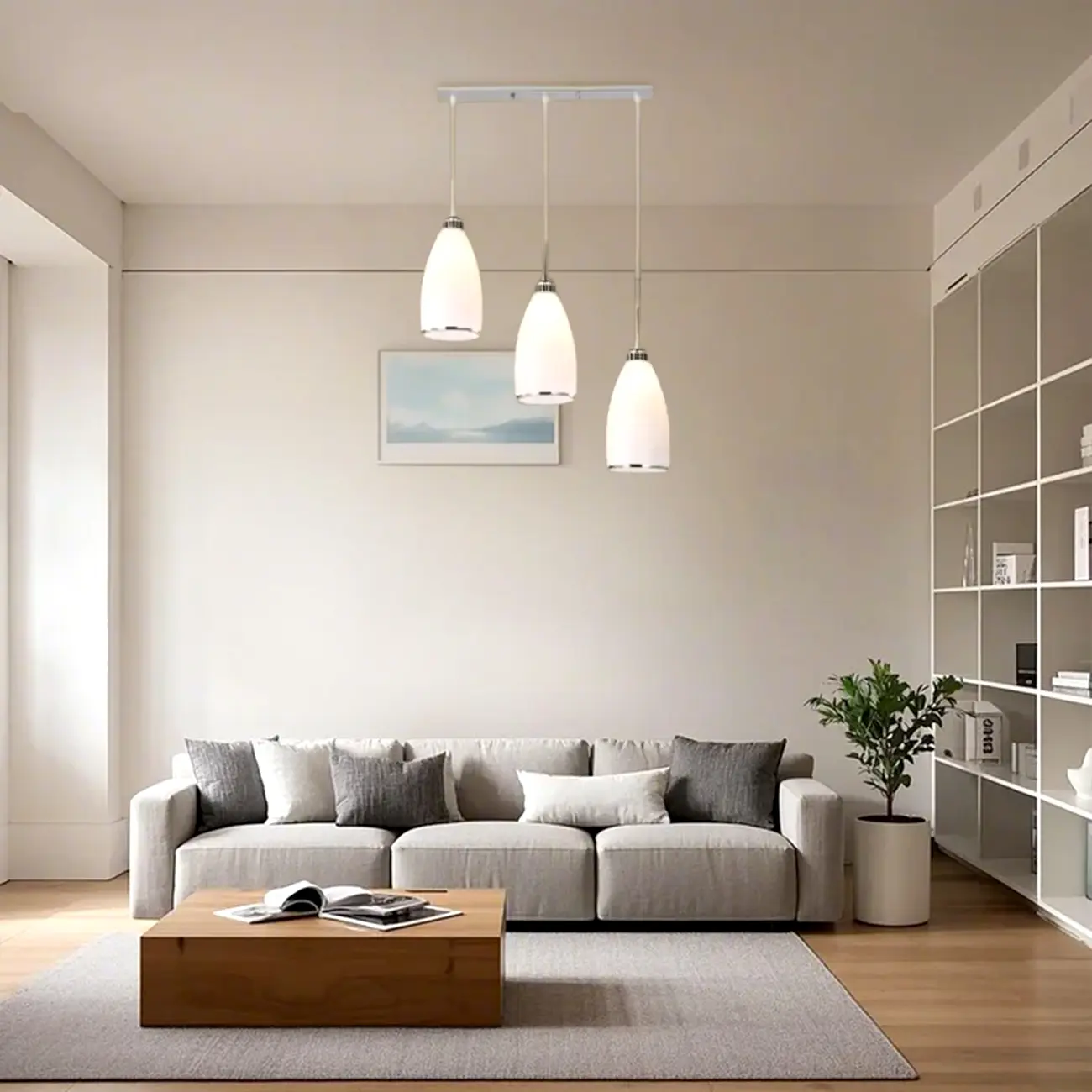 Simple White Vitreous 3 Lights Island Pendant Light for Kitchen Image - 5 | homeyfad