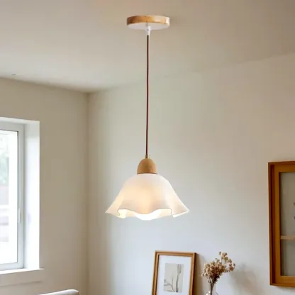  Modern White Floral Shade Pendant Lamp for Bedroom Image - 13