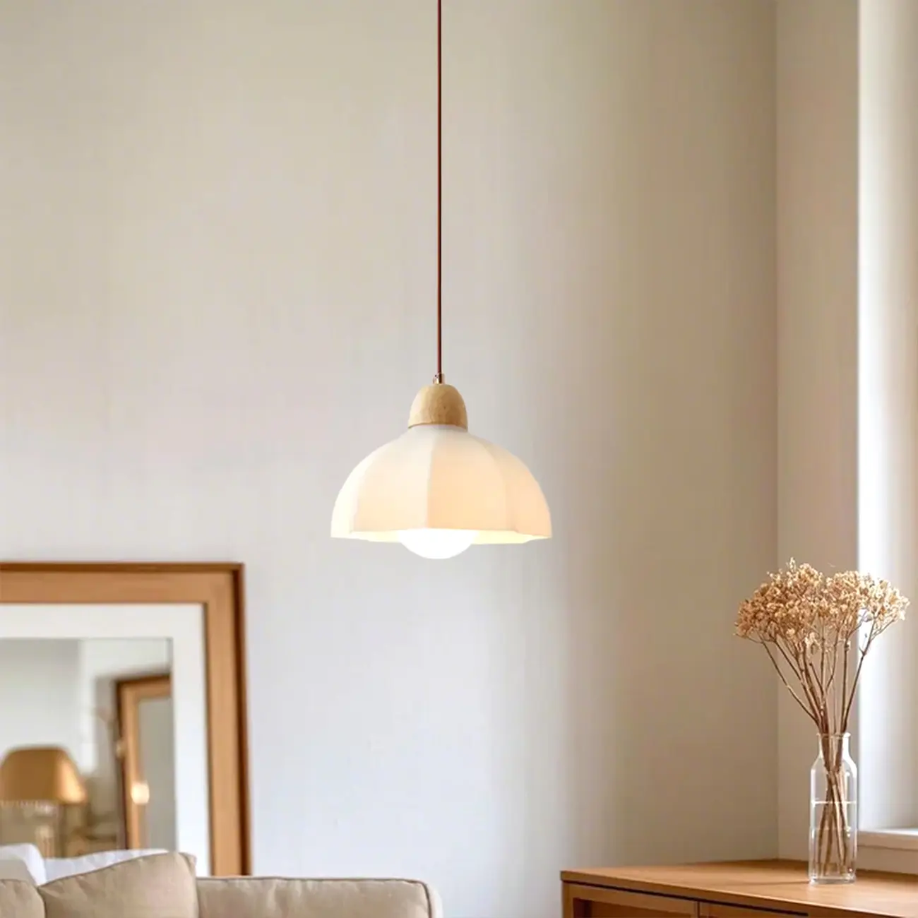  Modern White Floral Shade Pendant Lamp for Bedroom Image - 4 | homeyfad