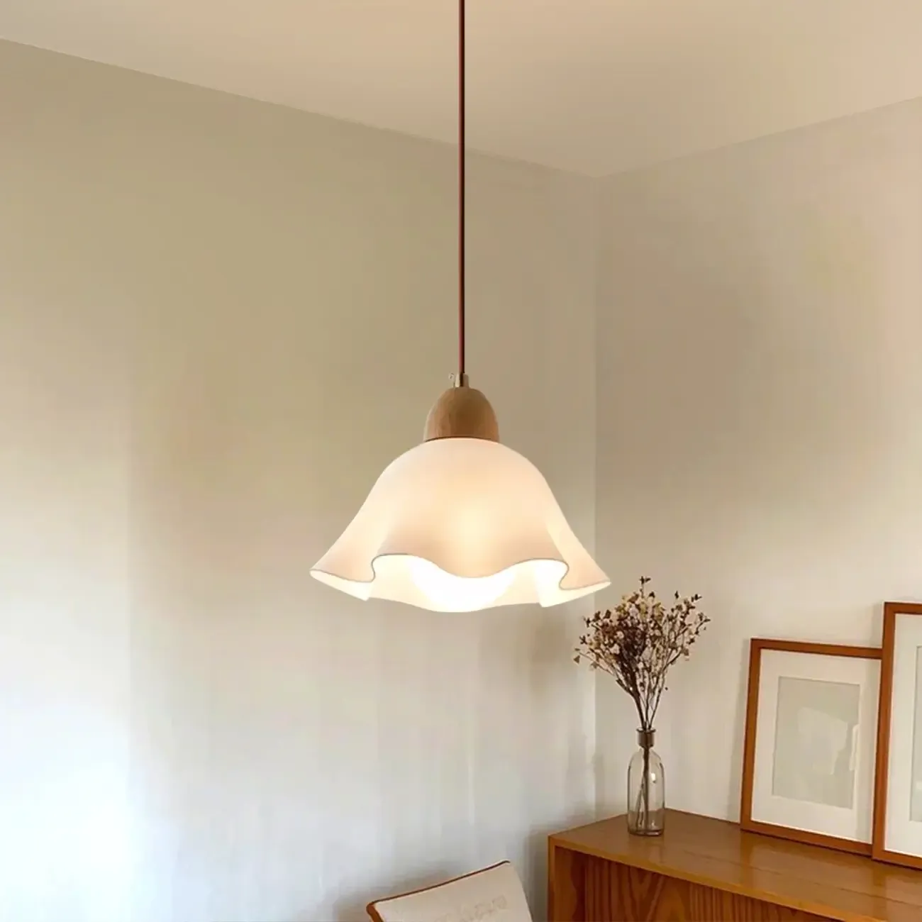  Modern White Floral Shade Pendant Lamp for Bedroom Image - 5