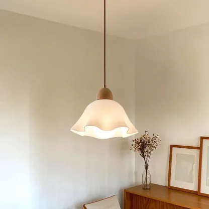  Modern White Floral Shade Pendant Lamp for Bedroom Image - 5