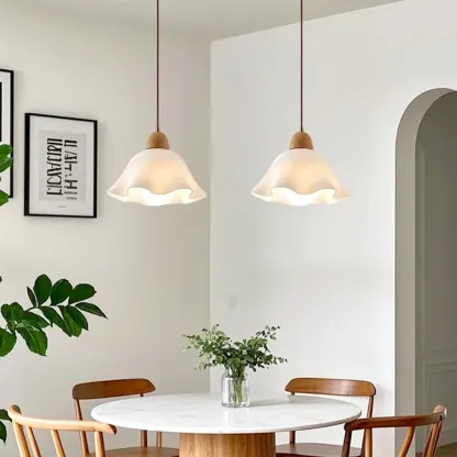  Modern White Floral Shade Pendant Lamp for Bedroom Image - 6