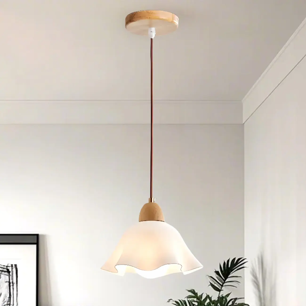  Modern White Floral Shade Pendant Lamp for Bedroom Image - 7 | homeyfad