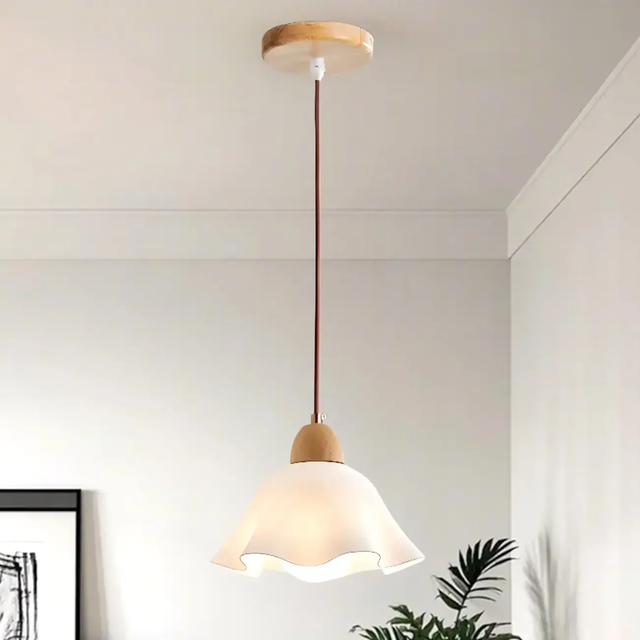  Modern White Floral Shade Pendant Lamp for Bedroom Image - 7