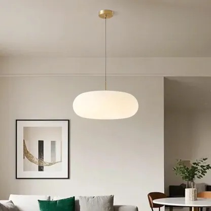 Cream Acrylic Pebble Shape  LED Pendant Light for Living Room Image - 1