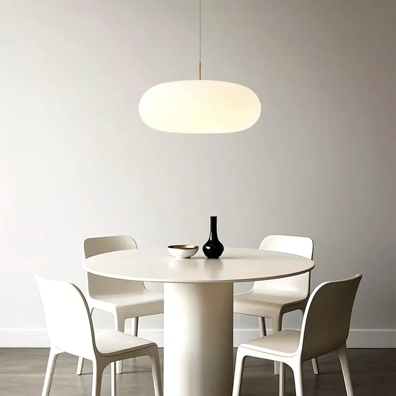Cream Acrylic Pebble Shape LED Pendant Light for Living Room Image - 4