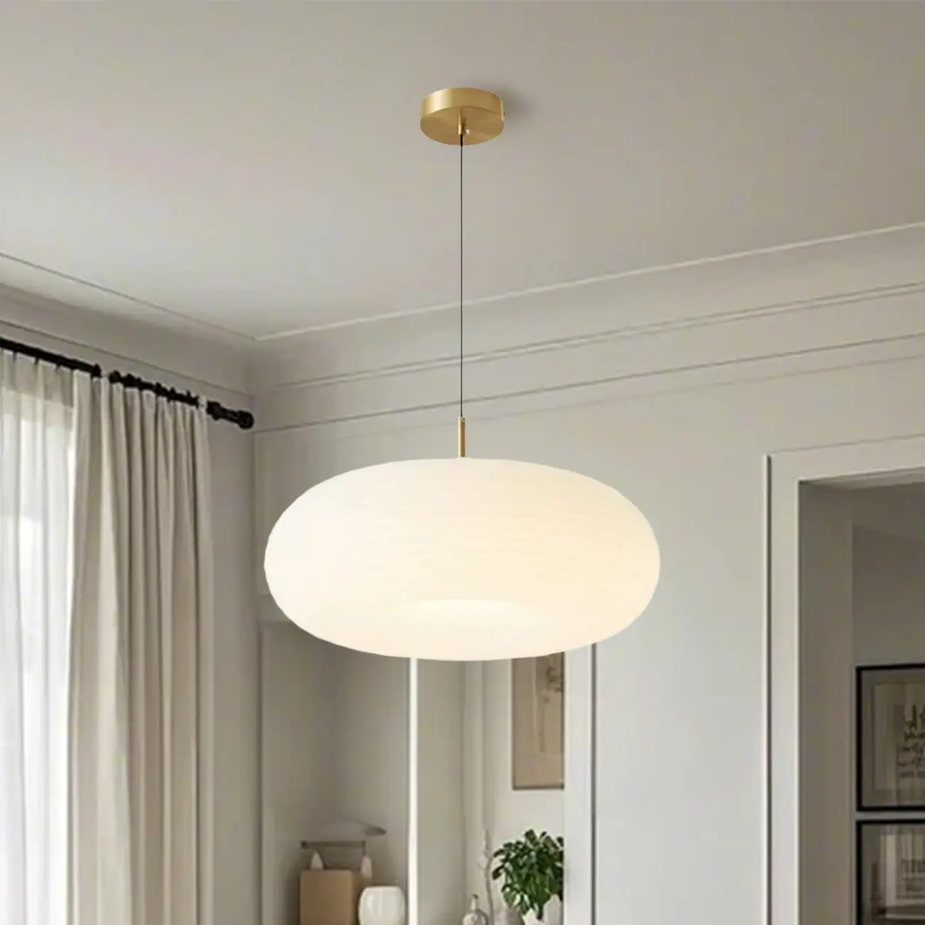 Cream Acrylic Pebble Shape  LED Pendant Light for Living Room Image - 20 | homeyfad