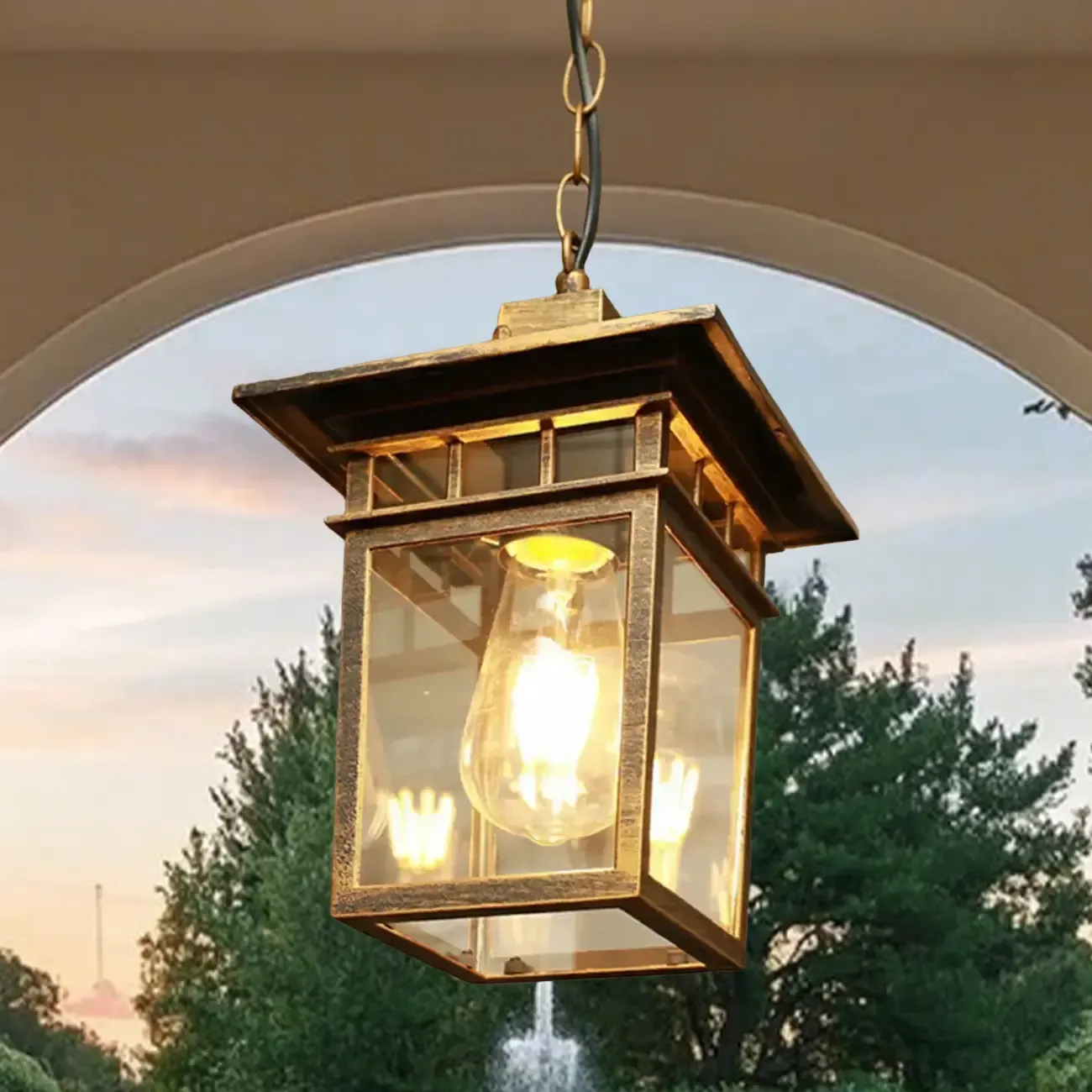 Retro Black Metal Hanging Pendant Lamp for Outdoor Use Image - 3
