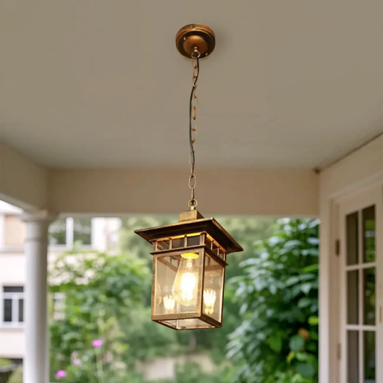Retro Black Metal Hanging Pendant Lamp for Outdoor Use Image - 4 | homeyfad