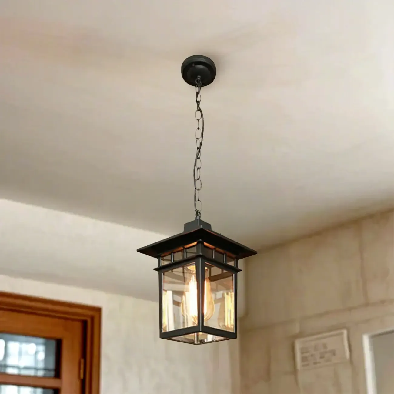 Retro Black Metal Hanging Pendant Lamp for Outdoor Use Image - 8