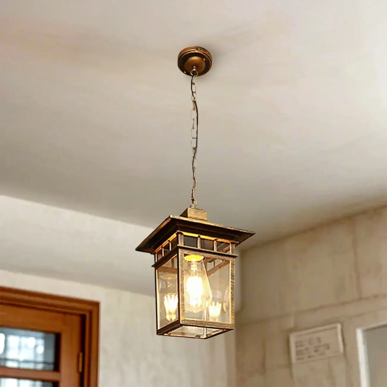 Retro Black Metal Hanging Pendant Lamp for Outdoor Use Image - 9 | homeyfad