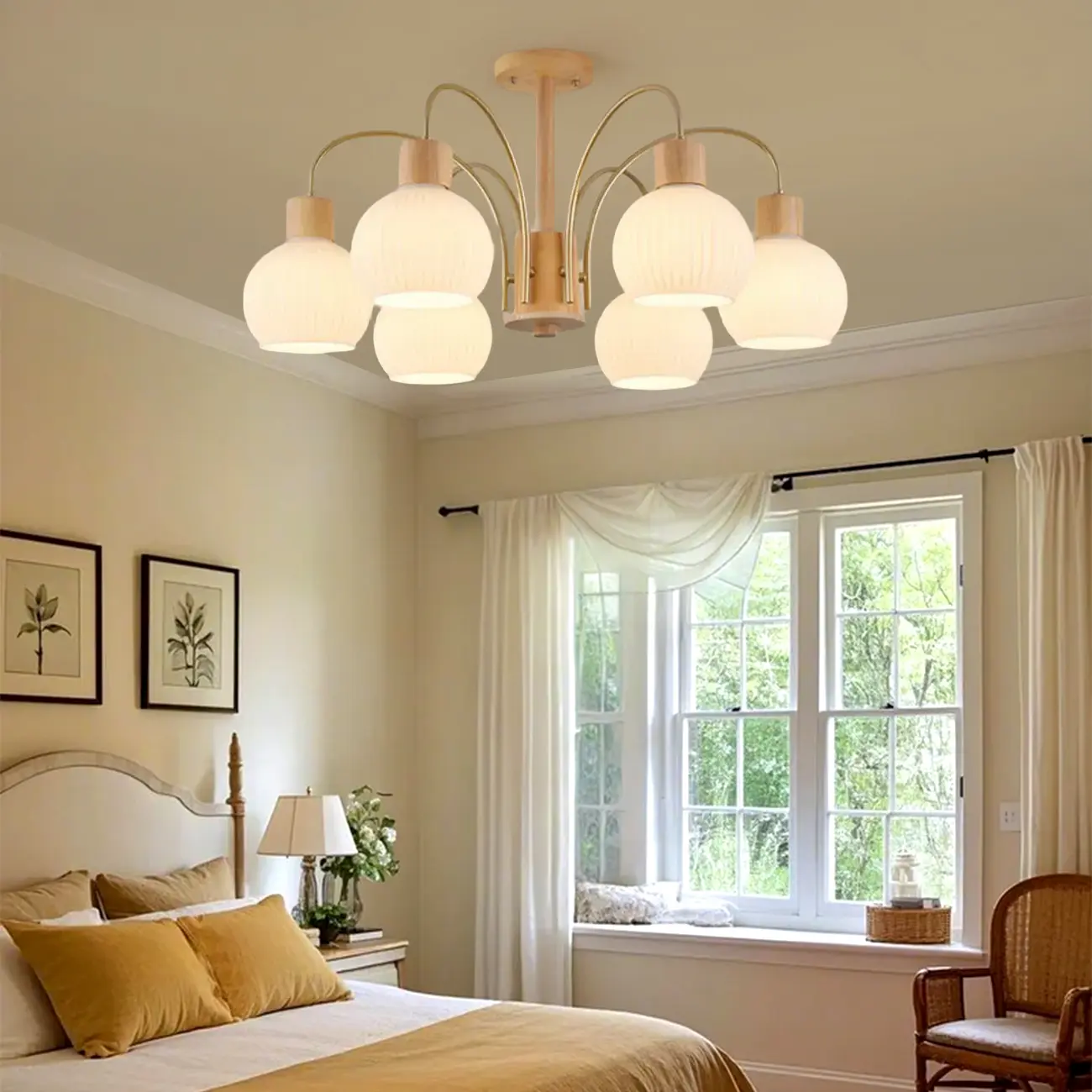 Modern Wood and Glass Chandelier Lighting for Dinning Room Image - 3 | homeyfad