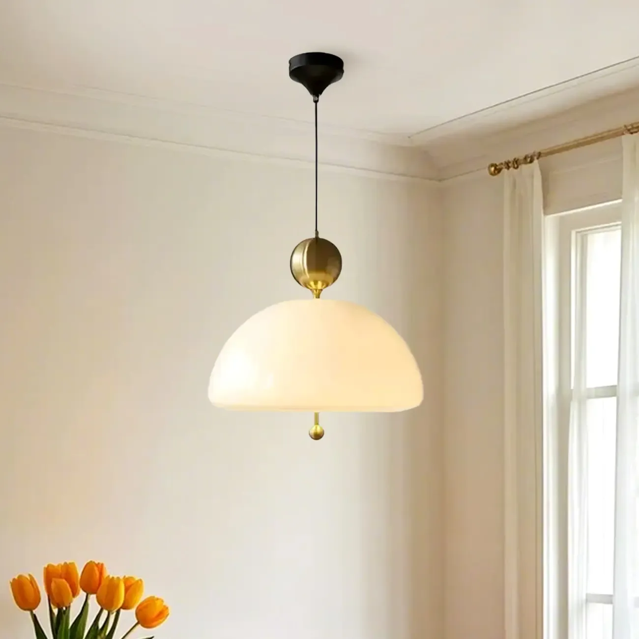 Minimalist 3-Light Dome Glass Chandelier for Dining Room Image - 7