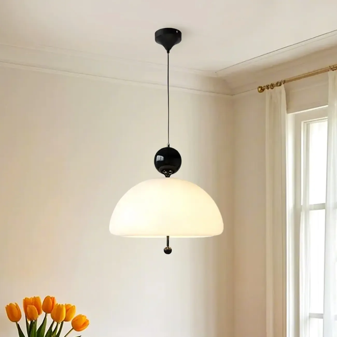 Minimalist 3-Light Dome Glass Chandelier for Dining Room Image - 8