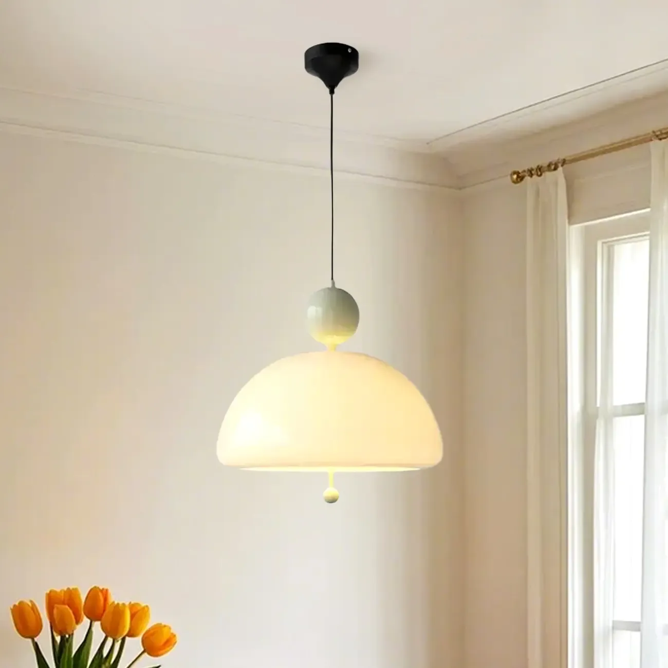 Minimalist 3-Light Dome Glass Chandelier for Dining Room Image - 9